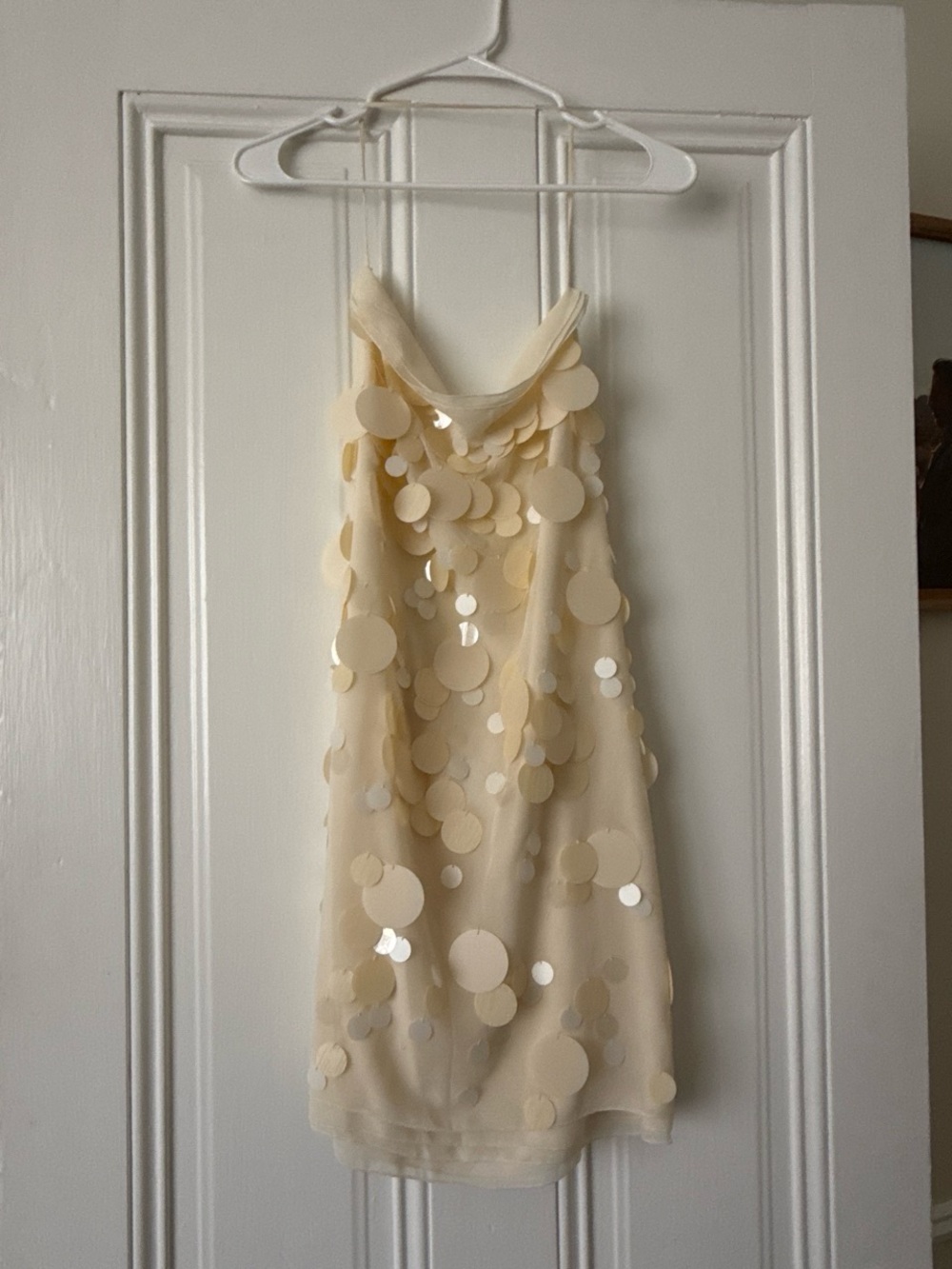Cream Sequin Slip Dress Size M